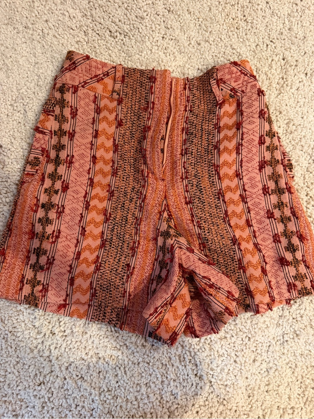 Eva Franco Pink and Orange High-Waist Patterned Shorts